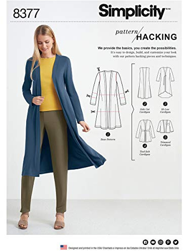 Simplicity Pattern 8377 Women’s Knit Cardigan with Variations and Multiple Pieces for Design Hacking, Paper, White, 22 x 15 x 1 cm