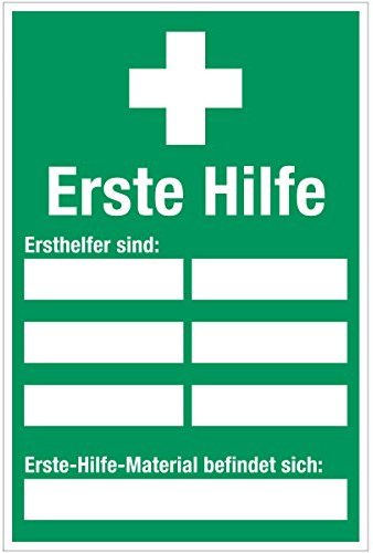 WANDKINGS Hinweisschild - Erste Hilfe - Ersthelferliste - stabile Aluminium Verbundplatte - Wähle eine Größe - 30x20 cm