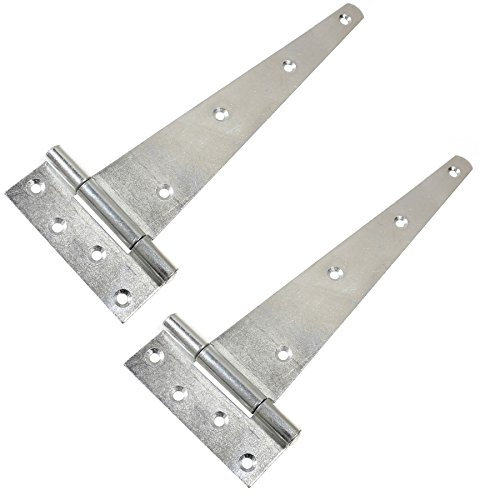 White Hinge Pack of 2 18/450mm Zinc Coated Tee Hinges