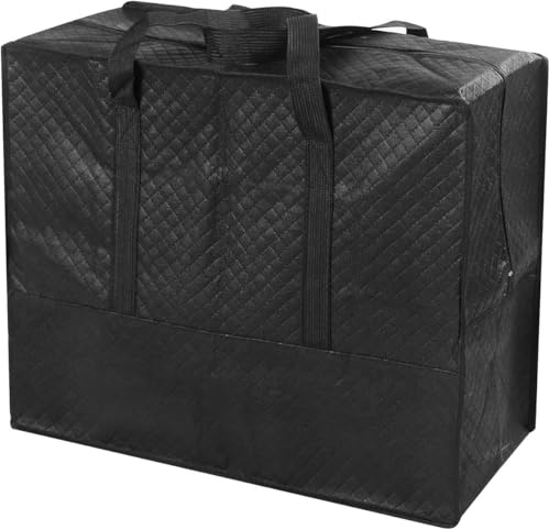 [Pack of 5] Handy Storage Bag Large 60L Waterproof Heavy Duty 600D Oxford Fabric Jumbo Storage Bag with Web Handle,Bedding Underbed Storage Bag For Blankets, Duvet,Laundry, Moving 60x50x27 CM