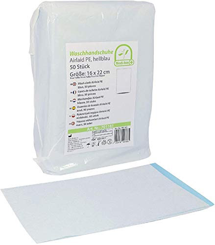 Medi-Inn Usage Unique Gant de Toilette 1000 pièces Airlaid PE jetable Bleu Clair