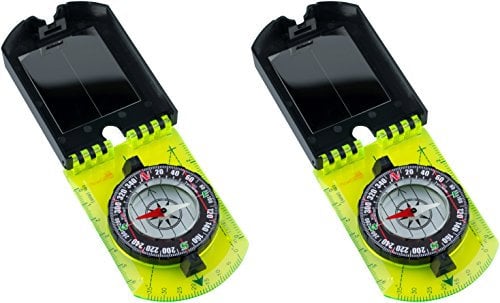 AceCamp 2 x Karten-Kompass, der Kleine verstaubare Spiegel-Taschenkompass zur Orientierung Bei Wandertouren, Outdoor, Fluidgedämpfte Nadel, Doppelpack 3109