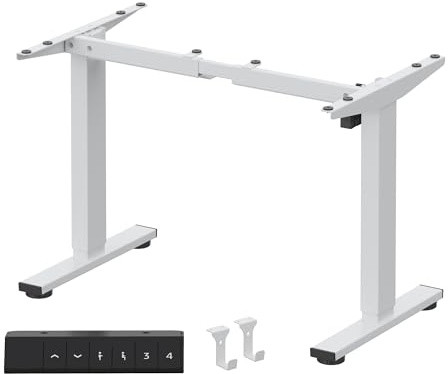 FLEXISPOT EN1 Height Adjustable Standing Desk Frame with Memory Controller, Electric Sit Stand Desk Base for Home and Office (White Frame Only)