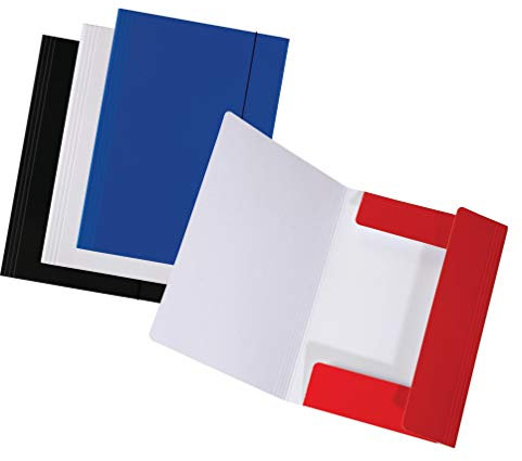 Original Falken 4er Pack Sammelmappe LongLife. Aus extra starkem Karton mit 3 Klappen und Gummiband für DIN A4 sortiert Aufbewahrung-Mappe Zeichenmappe für Büro und Schule