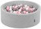 KiddyMoon 90X30cm/300 Bolas ∅ 7Cm Piscina De Bolas para Ninos Hecha En La UE, Gris Clr:Blanco/Gris/Rosa Clr