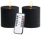 volnyus Black Flameless Candles Set of 2 (3x3 inch) Real Wax Flickering LED Candles Battery Operated with Remote Control Timers for Halloween Fireplace Livingroom Party Dimmable Pillars Flat top