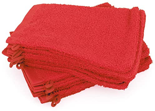 Lot de 12 Gants de Toilette 16x21 cm Alpha Rouge