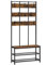 VASAGLE Grand portemanteau, Meuble d entrée, avec 8 crochets double et banc à chaussures, Vestiaire, 2 étagères, pour chambre, cadre en acier, style industriel, Marron Rustique et Noir HSR087B01