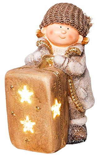 Wichtelstube-Kollektion XL 37cm LED Dekofigur Winterkind Weihnachten Deko Weihnachtsdeko Figuren Garten