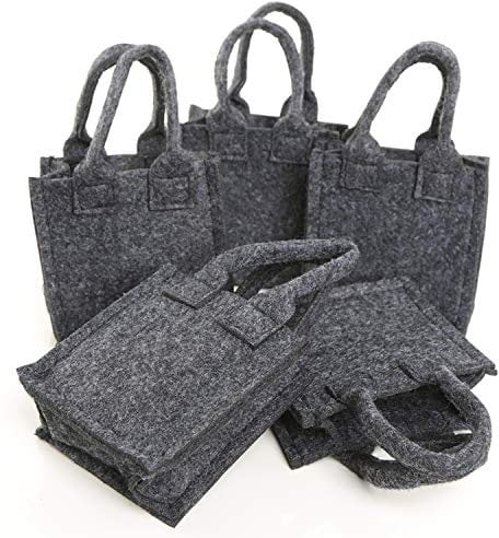 Logbuch-Verlag 5 kleine Geschenktaschen aus Filz zum Befüllen 10 x 5 x 10 cm mini Filztasche Verpackung Ostern anthrazit Stofftaschen