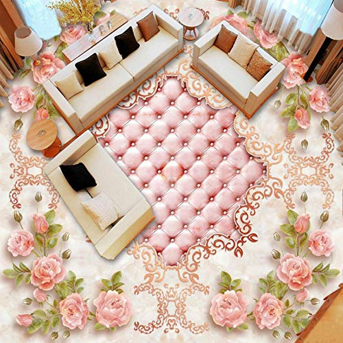 Style Européen Rose Soft Pack Marbre Carrelage Peinture Murale Hôtel Salon Pvc Auto-Adhésif Étanche Papier Peint,400*280Cm