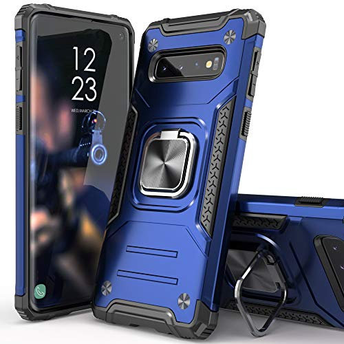 IDYStar Schutzhülle für Galaxy S10 Plus, Hybrid-Test-Hülle mit Kartenhalterung, Ständer, schmale Passform, Schutzhülle für Samsung Galaxy S10 Plus, Blau