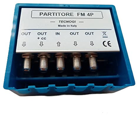 Vsnetwork Partitore di segnale da palo per antenne digitale terrestre DTT, 1 ingresso / 4 uscite per 4 TV