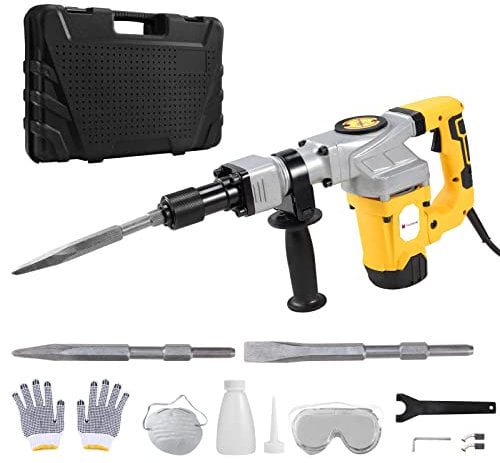 Voilamrt 1300W Electric Demolition Jack Hammer,4200BPM Concrete Drill Breaker Kit Jackhammer