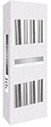 Nipter Stabkerzen Silber Metallic, Leuchterkerzen Tafelkerzen Spitzkerzen, Höhe 24,5 cm, Durchmesser 2,3 cm, geruchsneutral, Brenndauer 7h, Set 10 Stück (1 Box)