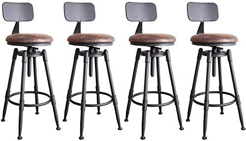 Fsxht 2er Set Barstühle,Barhocker,Retro Industrial Style Hoher Hocker,höhenverstellbar Tresenhocker,barhocker mit lehne,360° drehbarer barstuhl,maximale Belastung 200KG (4 Pieces)
