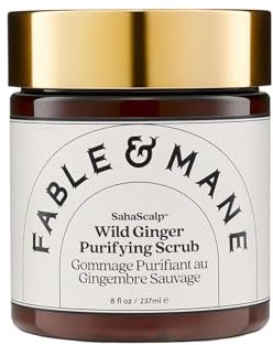 Fable & Mane Scrub purificante allo zenzero selvatico, per cuoio capelluto traballante, prurito o secco, trattamento esfoliante disintossicante delicato