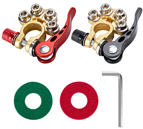 Morsetti Batteria Auto 12V Terminale della Batteria Morsetto Sgancio Rapido Connettori Positivo Negativo con Rondelle Protezione Chiave a Brugola per Auto Camion Barca 2 Pièces