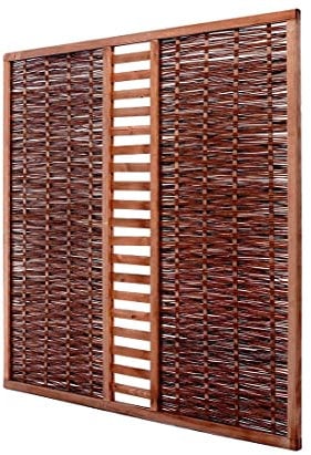 Weidenzaun MIA Natur 180x180cm hochwertig mit Spalier, naturbelassene Weide, Holz gebeizt