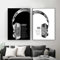 dsdsgog Schwarz Weiß Hip Hop Rapper Lyrics Musik Zitat Leinwand Malerei Poster und Drucke Kopfhörer Wandkunst Junge Spielzimmer Wohnkultur 60x90cmx2 Rahmenlos