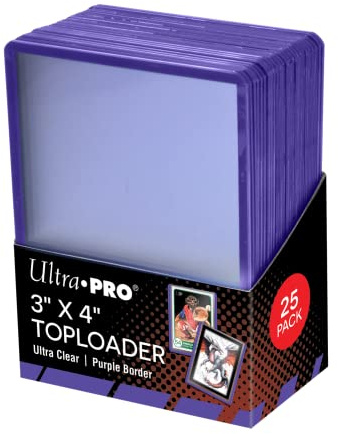 Ultra Pro 3 x 4 Purple Border Toploader (25 Pack) - Standard Size Card Protector - PVC Plastic
