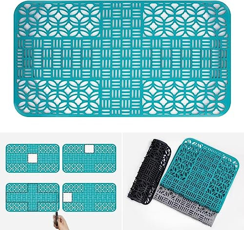 Silikon Spülbeckenmatte, Spülbeckeneinlage zuschneidbar 66 x 35cm, Spülbeckenschutz Zusammenklappbar, Hitzebeständig und Rutschfest Küchen-Abtropfuntersetzer Schutzeinlage, Sink Mat für Spüle