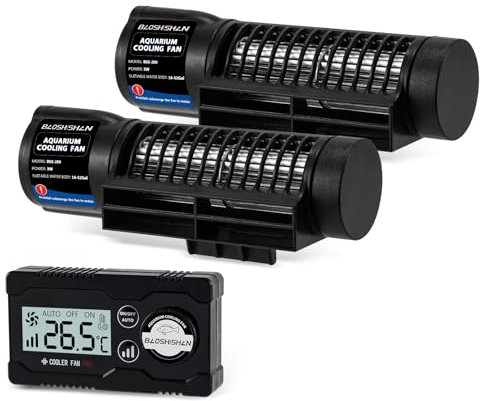 BAOSHISHAN Aquarium-Kühlventilator, mit automatischer Temperaturregelung und einstellbaren 3 Geschwindigkeiten, 120° Kreuzstrom-Luftauslass, Aquarium-Kühler für Tank, Zuhause, Büro (17,8 x 6,8 cm)
