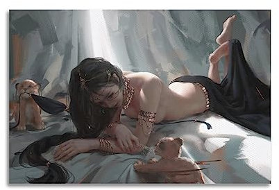 Hot Girl Poster Sexy Anime Girl Kunstwerke Dekorative Malerei Leinwand Wandposter und Kunstdruck 50 x 75 cm