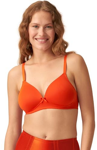 Naturana® Soft-BH ohne Bügel mit Schale [Cup A-D] Optimaler Sitz & maximaler Halt Dank Schnittführung & Breiten Trägern I T-Shirt BH I BH Damen ohne Bügel I BH bügellos 95 Orange Saffron B