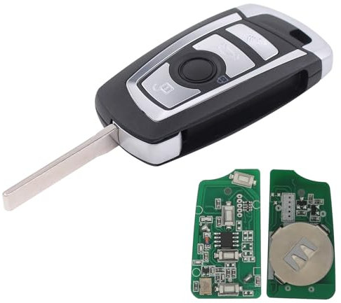 Schlüssel Fernbedienung Funkschlüssel 4 Tasten Klappschlüssel Autoschlüssel Sendeeinheit 433.9 Mhz mit elektronische Karte Schlüsselgehäuse Fräsen für 3er E46 E36 5er E39 E60 E61 7er E39 X5 E53 Z3 E36