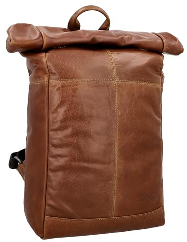 Gusti Rolltop Kurierrucksack Leder Joy Rucksack Lederrucksack Vintage Cityrucksack Outdoorrucksack Laptoptasche Unirucksack Wanderrucksack Braun