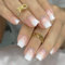 24pcs Short Square Press on Nails - White Pink Ombre With Rhinestone - Removable Glue-on Full Cover Fake Nails for Women and Brides - Nail Art Accessories