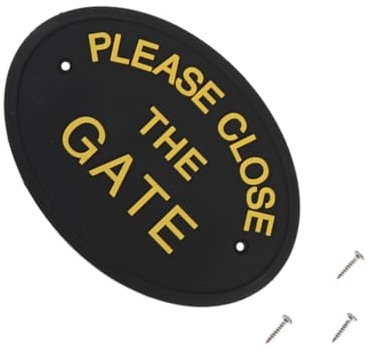 NeaxgeandX House Door Plaque Please Close The Gate Sign Ornaments Plate Decor Entrance Indicator with Screws Garden Bedroom Outdoor Fence, as description