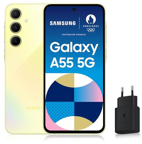 Samsung Galaxy A55 5G, Smartphone Android, 256 Go, Chargeur Secteur Rapide 25W Inclus [Exclusivité Amazon], Smartphone déverrouillé, Lime, Version FR