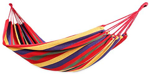 SEWOART Tragbare Hängematte Aus Segeltuch Für Outdoor Camping 190x80cm Rot Gestreift EIN Person Reisehängematte Für Garten Freizeit Rucksacktouren