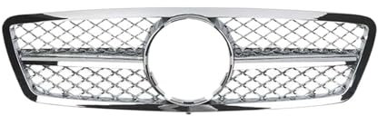 Rejilla Delantera de Coche Para merc&edes Para Benz Clase C W203 2000-2006 C63 C230 C240 parrillas negro mate/cromo plateado parachoques superior capó rejilla frontal (Color : Chrome Silver)
