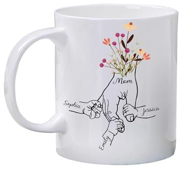Tazza da caffè mamma personalizzata Tazze per la festa della mamma, Tazza mamma personalizzata con nomi di bambini, nonna tazza di ceramica mamma regali da figlia figlio Miglior mamma mai regali