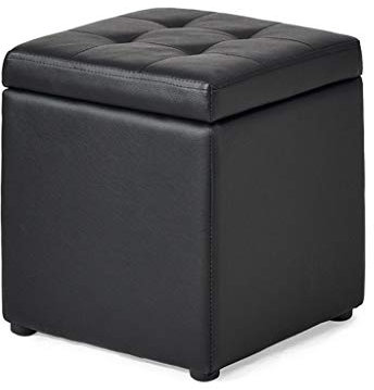 Change Shoes Hocker aus Holz, schwarz, Aufbewahrungshocker, Fußhocker, praktische gepolsterte Fußstütze für Wohnzimmer, Schlafzimmer, einzelner Ottoman-Sitz, max. 100 kg, Ottoman-Polsterhoc