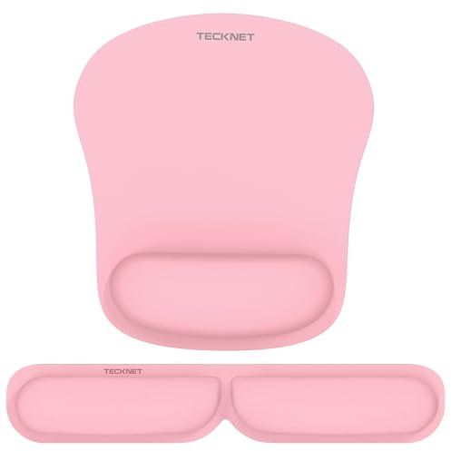 TECKNET Foldable Keyboard and Mouse Mat Wrist Support, Ergonomic Wrist Support with Comfortable Memory Foam, Non-Slip Mouse Pad for Working Gaming