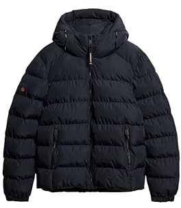Superdry Herren Kapuzen-Sportpufferjacke Finster Marineblau XL