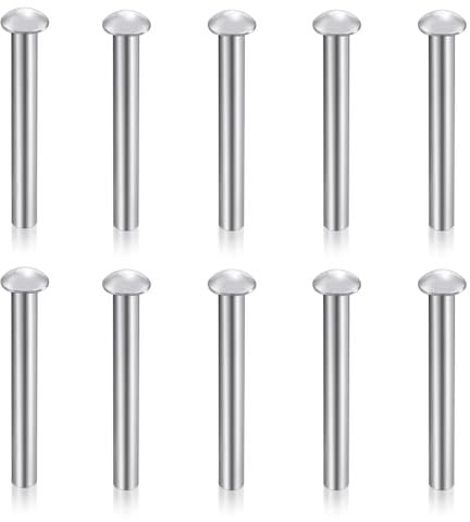 10 Pcs Rivet, Round Head Rivets, Carbon Steel Galvanized Rivets for Shovel Spade Fork Rake Hoe Handle Repair Garden Lawnmower Industrial Household Use (50 x 6 mm)
