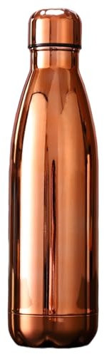 Mi Ko Mi Ka Botella de Agua Térmica de Acero Inoxidable Reutilizable | Sin BPA | Mantiene 24H Frio / 12H Calor | Hermética - Doble Pared a Prueba de Fugas (Cobre Metálico, 500ml)