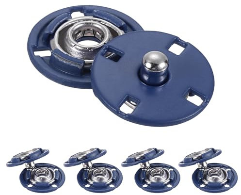 QUARKZMAN 5 Stück Metall Druckknöpfe, Unsichtbarer Verschluss, Blau, 15mm