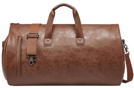 PU Leather Garment Duffle Bag - Travel Duffel with Shoe Compartment, Convertible Suit Bag | Waterproof Garment Bag for Travel and Camping, Spacious and Durable Suitcase for Easy Packing and Transport