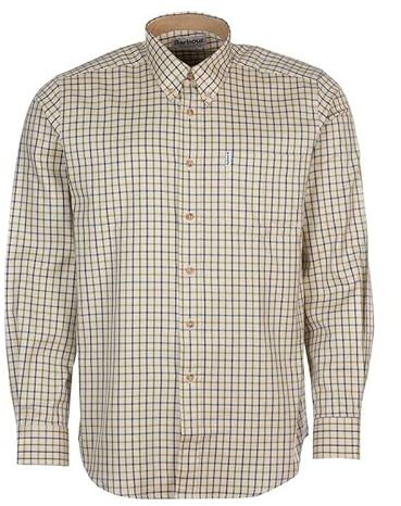 Barbour SP Tattersall Shirt Navy/Olive Check Small, Checked