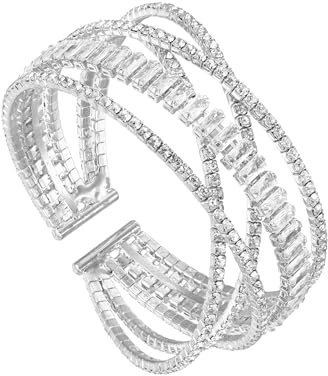 Manfnee Glitzernde Strass Kristall Armband Mehrschichtige zierliche Armspange Armband für Frauen Schmuck für Hochzeit Party