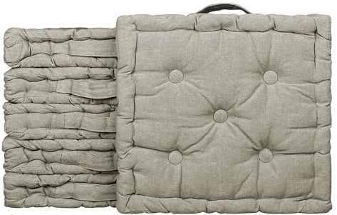 IlGruppone 6 Pezzi Cuscini Sedia Quadrati Alti Mattonella Trapuntati Cuscino da Pavimento con Maniglia 40x40 Cm Altezza 6 Cm Cuscino Spesso Cucina Interno Esterno Coprisedia - Tortora