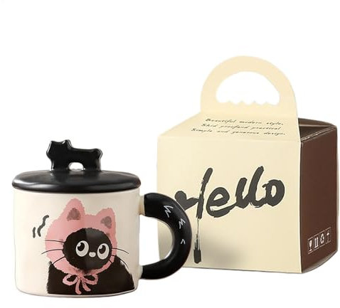 Bonita taza de cerámica para gatos, taza de gato para parejas, resistente a altas temperaturas, para bebidas calientes, café, té y leche