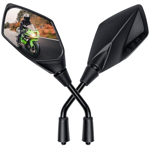 Cretassion Motorrad Spiegel E13-Geprüft, Motorrad Rückspiegel 360 Drehbarer, MotorradSpiegel M10 Kompatibel mit ATV, Scooter, Roller, Moped, Dirt-Bike, Quad 2 Stück
