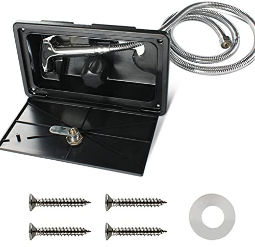 RV. Duschkasten-Kit mit Schloss-inklusive Duschhahn Dusche Schlauch-Duschzauberstab für Boot Marine Camper-Wohnmobilkarawan(7HH802941-BK)
